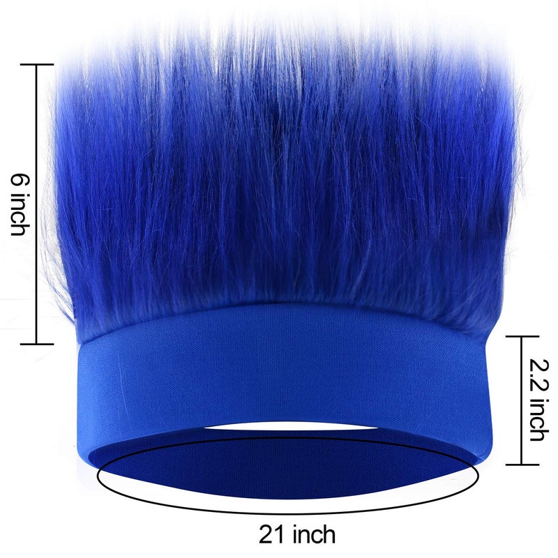 Sunshane 2 Pack Hairy Headband Crazy Hair Wigs for Mardi Gras Cosplay Sports Party and Spirit Day Accessory (Blue) - Image 2
